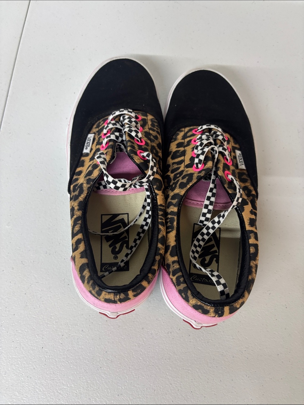 Vans Leopard & Pink Checkerboard Low-Top Sneakers - Picture 5 of 8